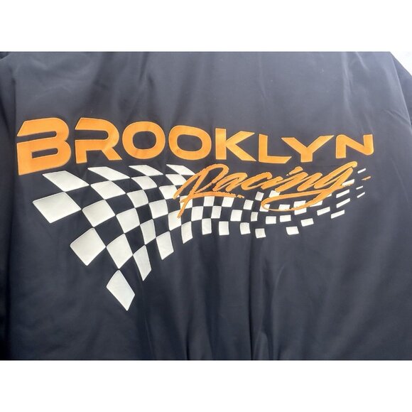 Divided by H&M Black 90 Brooklyn Racing Bomber Jacket Size Small Runs Big Coat - Picture 9 of 16